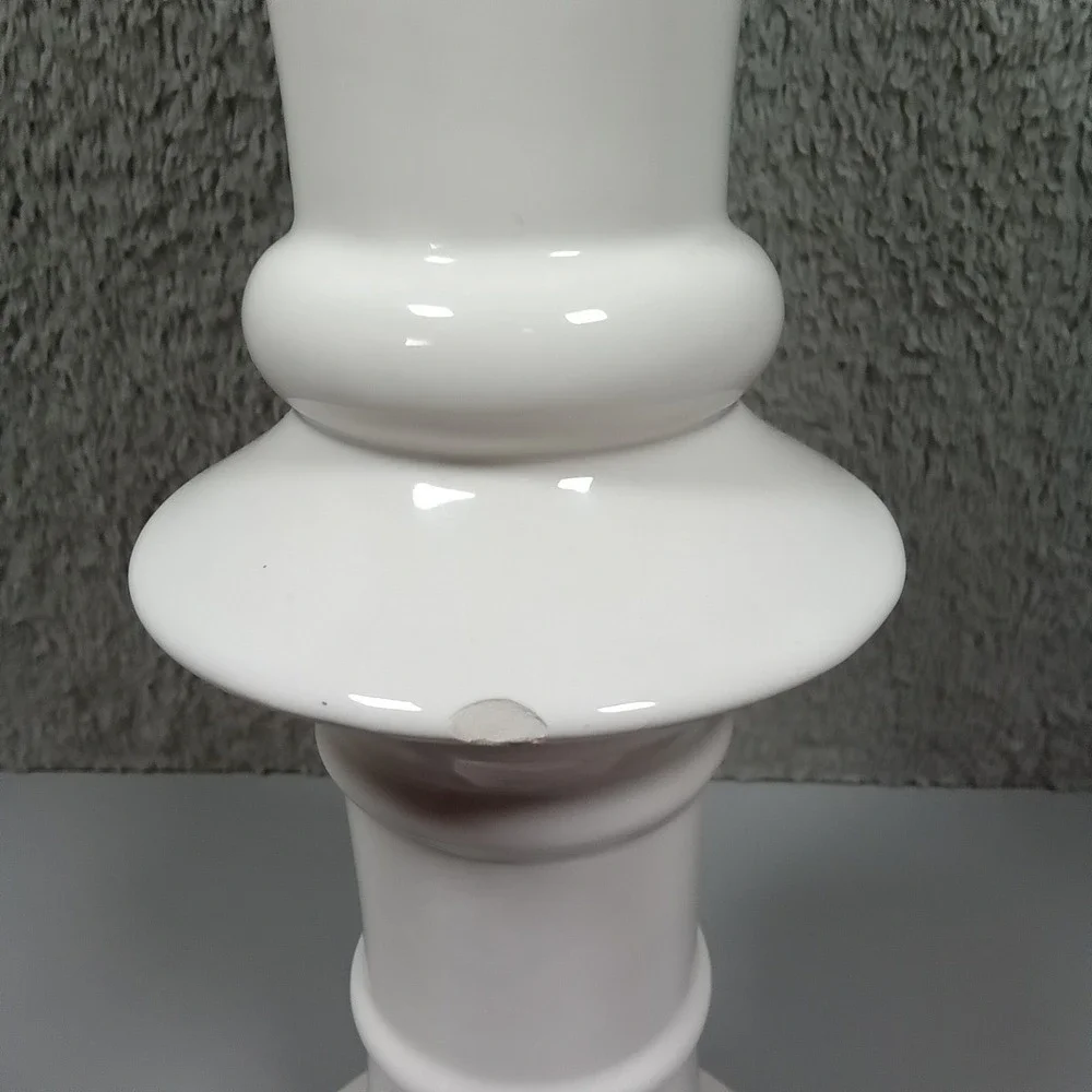Modern White Ceramic Tiered Candlestick Holder‎ Sculptural Pillar Stand 12.5